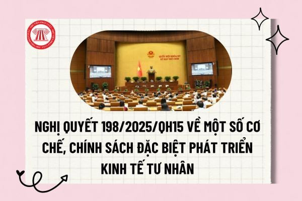 Nghị quyết số 198/2025/QH15 về một số cơ chế, chính sách đặc biệt phát triển kinh tế tư nhân được Quốc hội Việt Nam khóa XV thông qua tại kỳ họp thứ 9 vào ngày 17 tháng 5 năm 2025